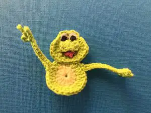 Crochet dancing frog head, body and arms