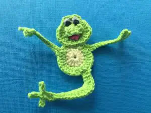 Crochet dancing frog head, body, arms and leg