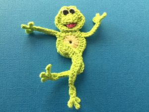 Finished crochet dancing frog