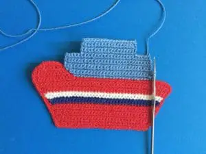 Crochet ship top, beginning to neaten edge
