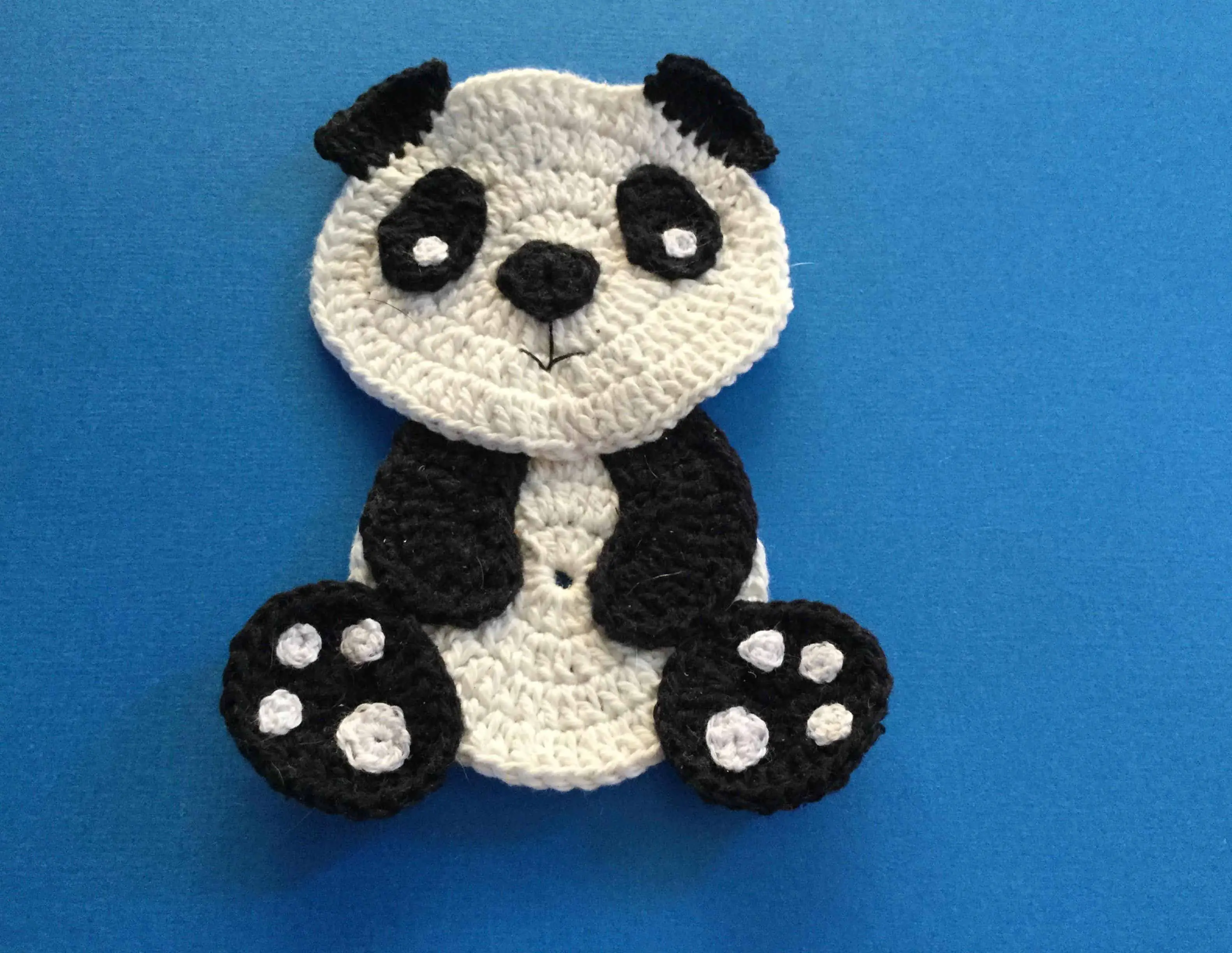 Finished crochet panda landscape