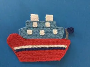Finished crochet ship landscape