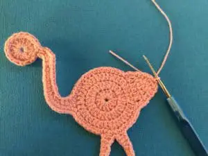 Crochet Flamingo beginning wing