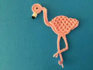 Crochet Flamingo finished beak
