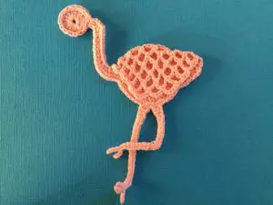 Crochet Flamingo finished folded wing