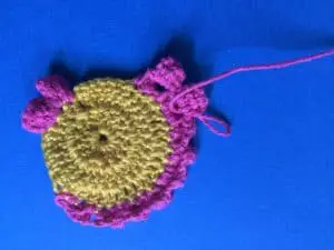 Crochet goldfish body second row closeup
