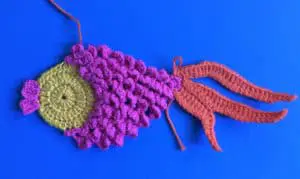 Crochet goldfish tail beginning top half