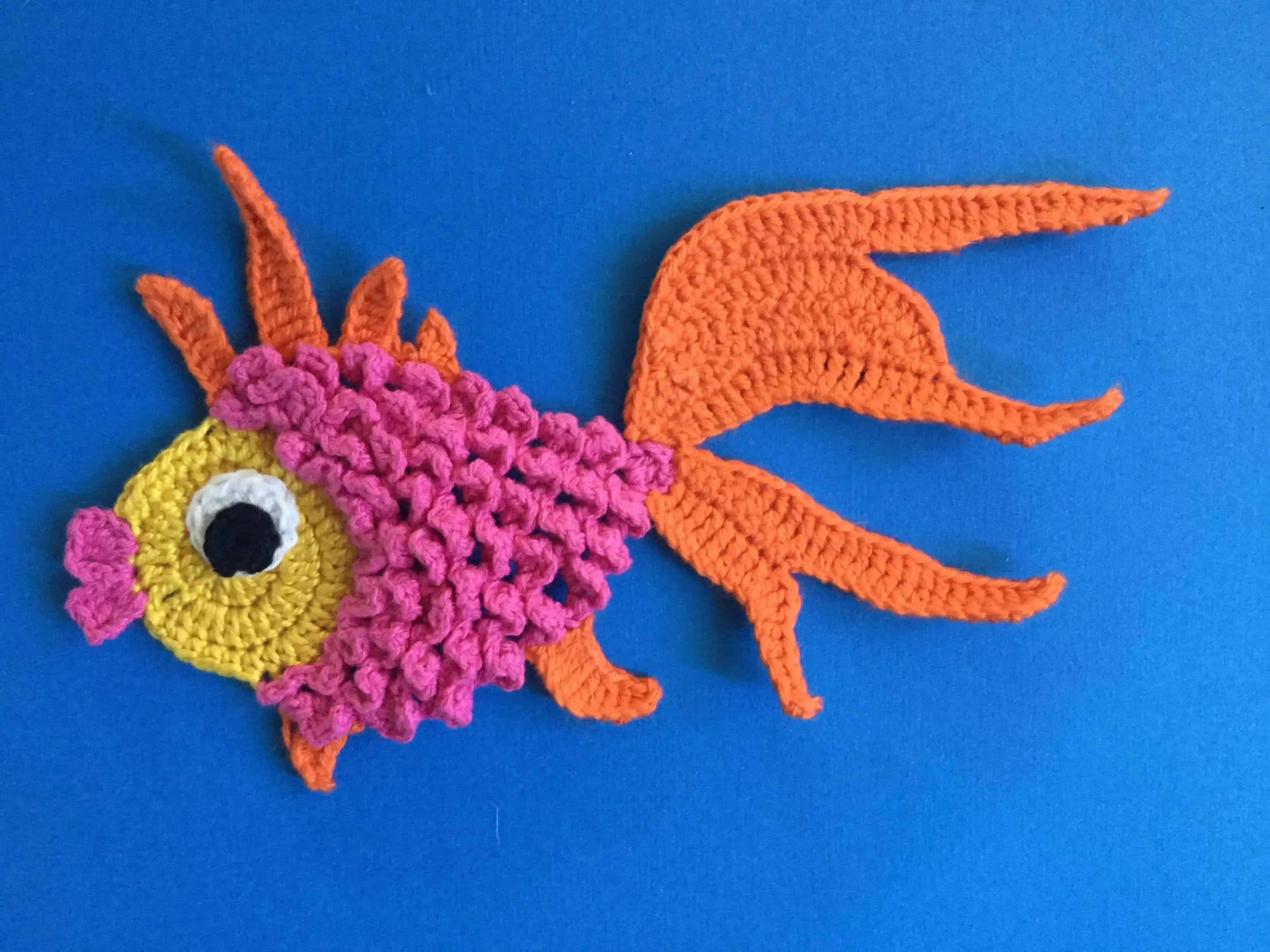 Finished crochet goldfish