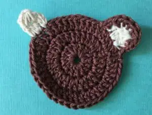 Crochet deer with beginning of 2nd ear