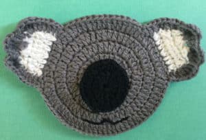 Crochet koala head with mouth and nose