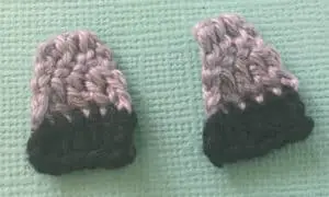 Crochet sheep back legs with hoofs