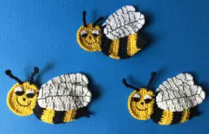Finished crochet bee group landscape