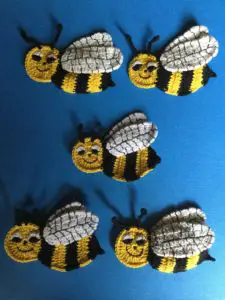 Finished crochet bee group portrait