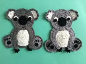 Finished crochet koala group landscape