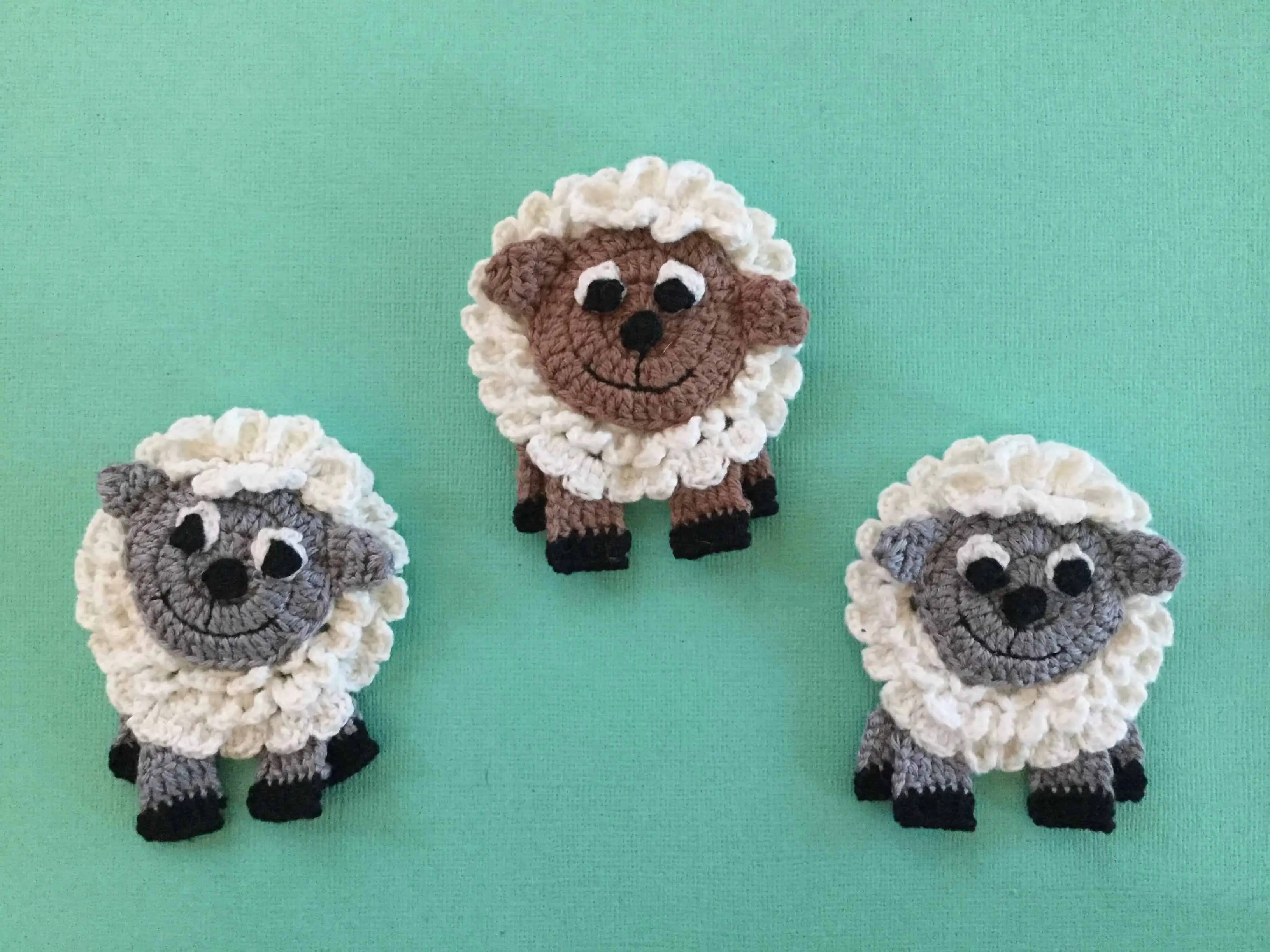 Finished crochet sheep group landscape