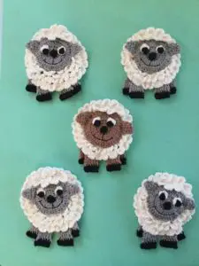Finished crochet sheep group portrait