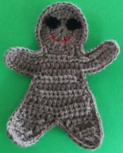 Crochet gingerbread man with eyes