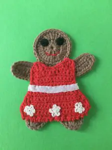 Finished crochet gingerbread woman portrait