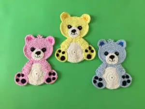 Finished crochet teddy bear group landscape
