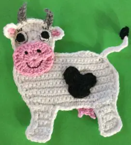 Crochet cow body with large marking