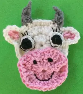 Crochet cow head with eyes