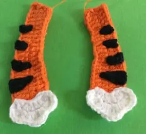 Crochet crouching tiger arms with spots