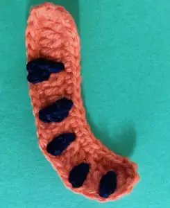 Crochet crouching tiger tail with spots