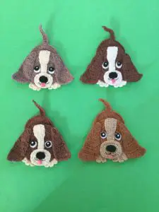 Finished crochet basset hound dog group portrait