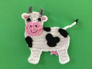 Finished crochet cow landscape