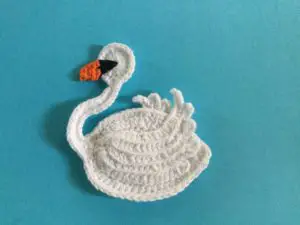 Finished crochet swan applique landscape