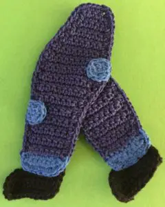Crochet boy with a fishing rod legs with shoes