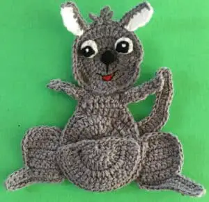 Crochet kangaroo body with tail
