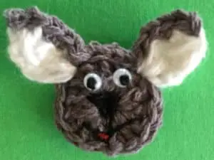 Crochet kangaroo joey head with eyes