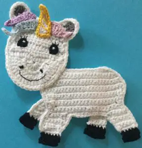 Crochet unicorn body with horn