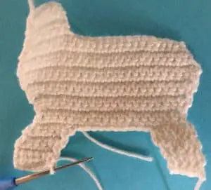 Crochet unicorn body with legs