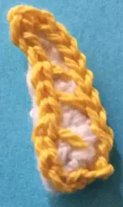 Crochet unicorn horn neatened