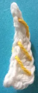 Crochet unicorn horn with stripes