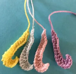 Crochet unicorn tail pieces