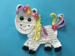 Finished crochet unicorn landscape