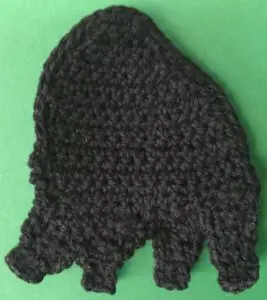 Crochet buffalo body with far back leg