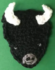 Crochet buffalo head with horns