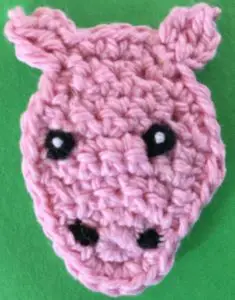 Crochet rocking horse head with finished eyes