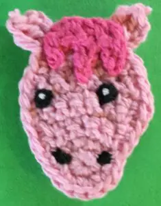 Crochet rocking horse head with front mane