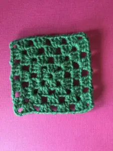Finished crochet granny square portrait