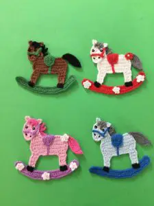 Finished crochet rocking horse group portrait