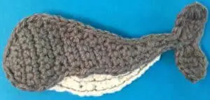 Crochet Humpback Whale body with lines on tummy part