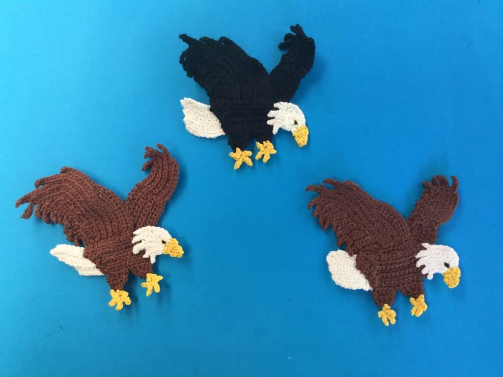Finished crochet bald eagle group landscape