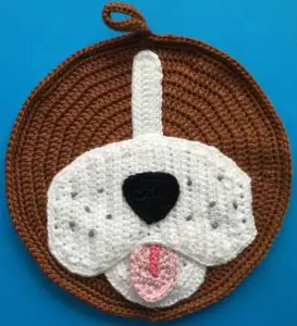 Crochet dog potholder head with muzzle