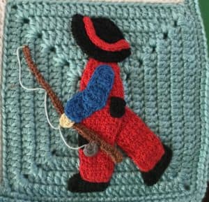 Crochet edging for baby blanket boy with fishing rod square