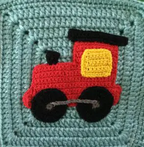 Crochet edging for baby blanket train engine square